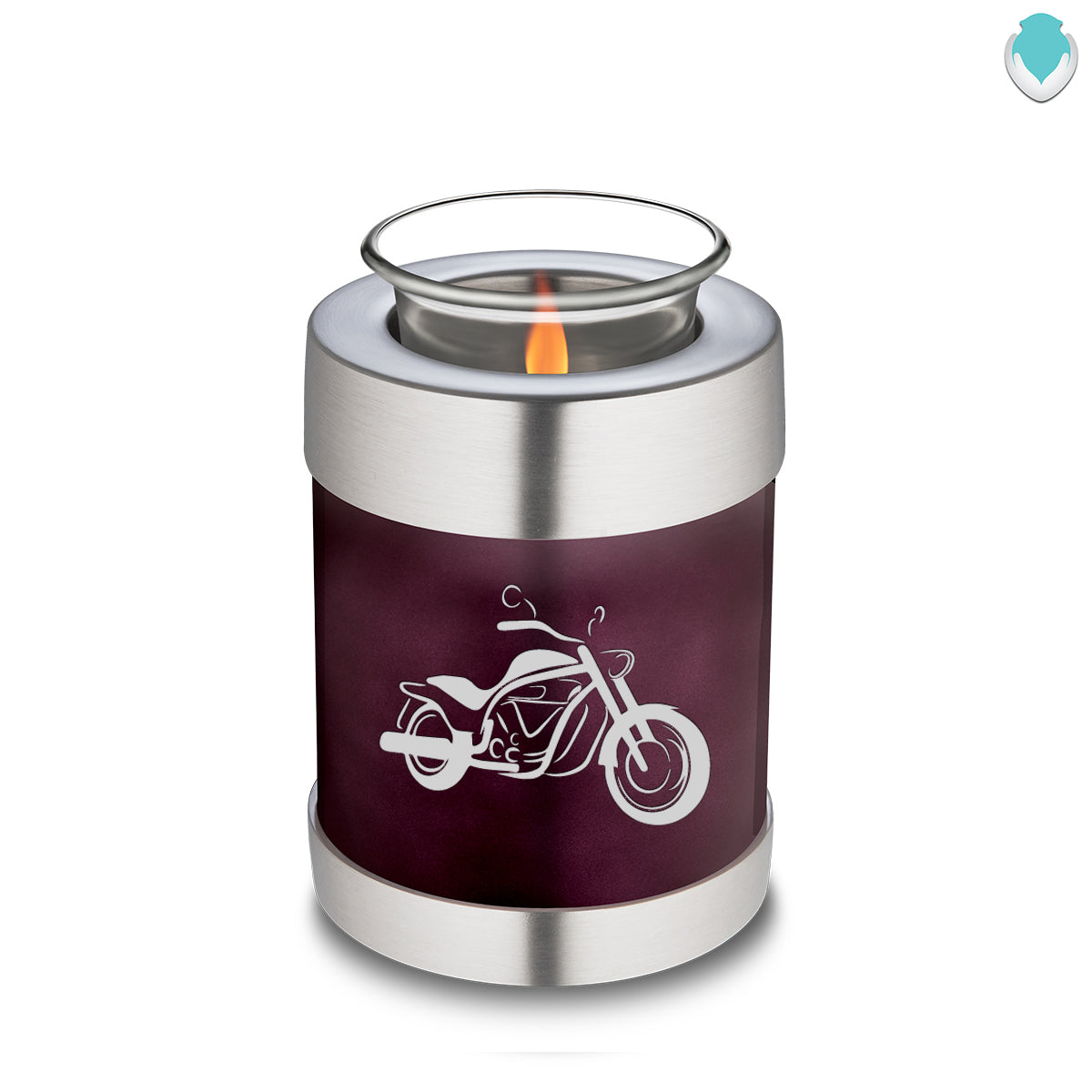 Candle Holder Embrace Cherry Purple Motorcycle Cremation Urn