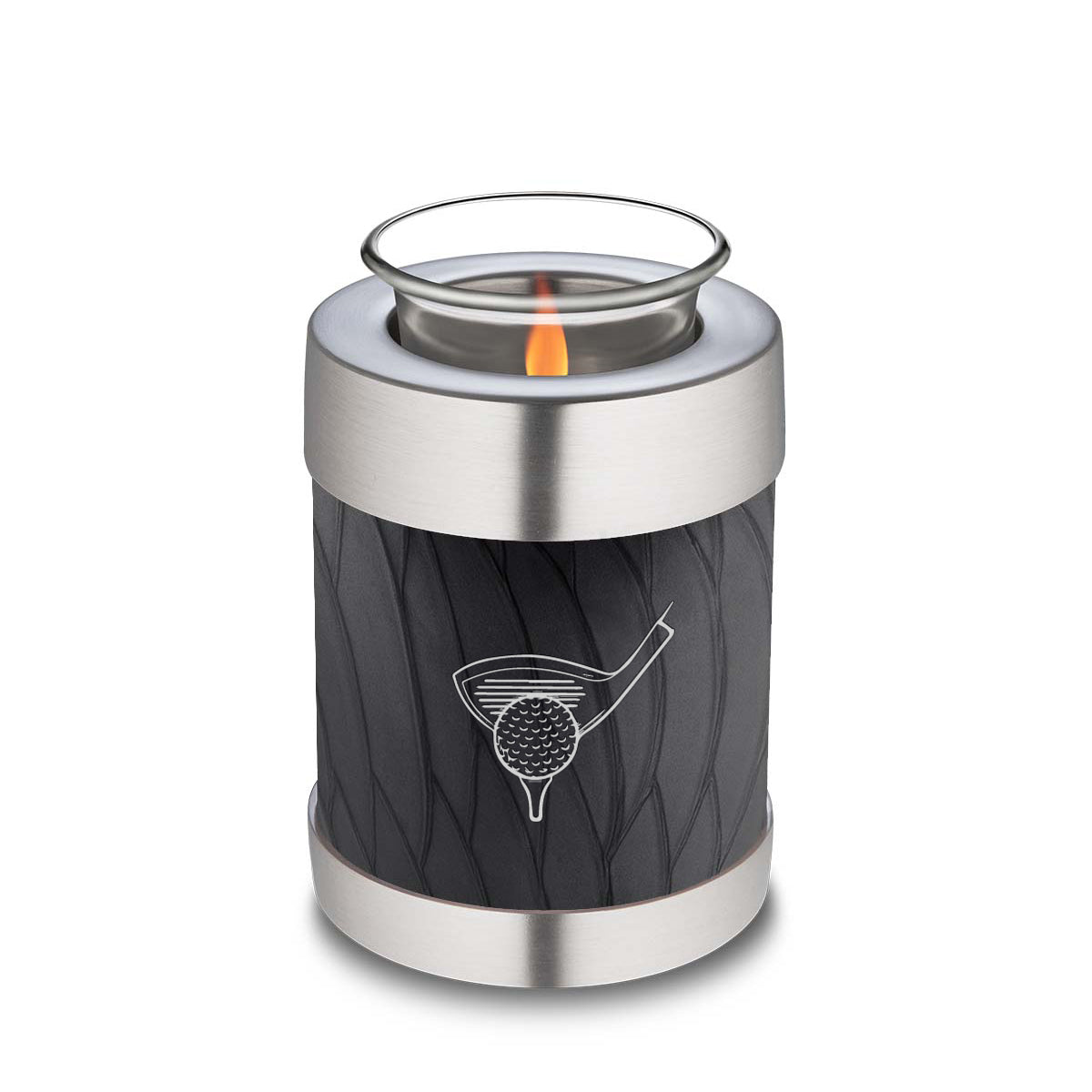 Candle Holder Embrace Pearl Black Golfer Cremation Urn