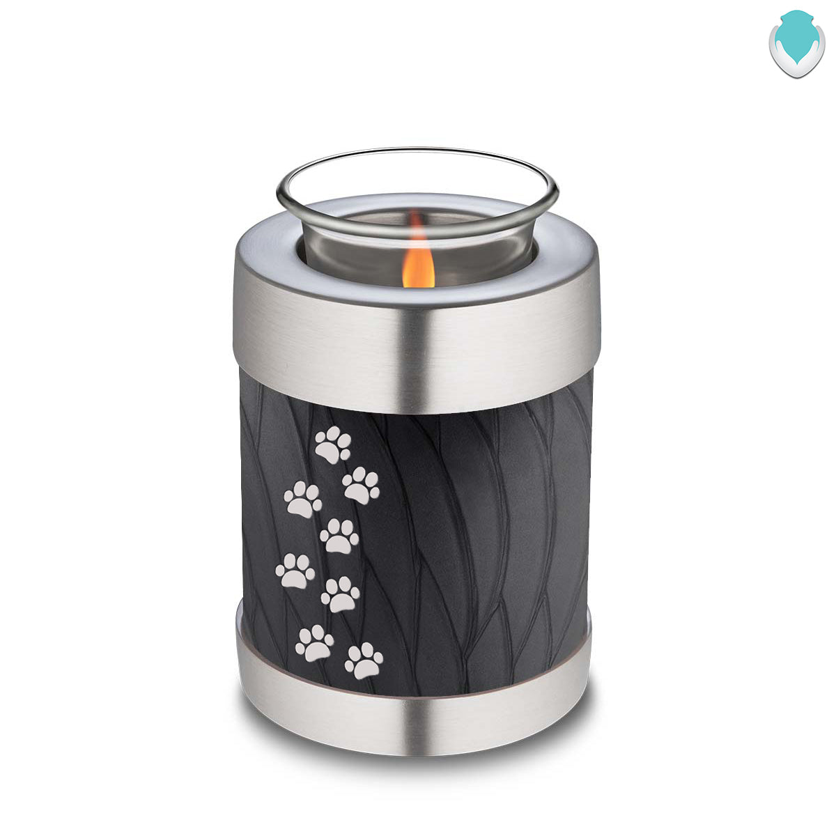 Candle Holder Embrace Pearl Black Walking Paws Pet Cremation Urn