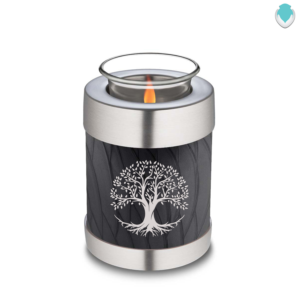 Candle Holder Embrace Pearl Black Tree of Life Cremation Urn