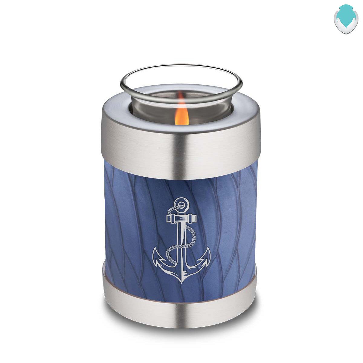 Candle Holder Embrace Pearl Cobalt Blue Anchor Cremation Urn