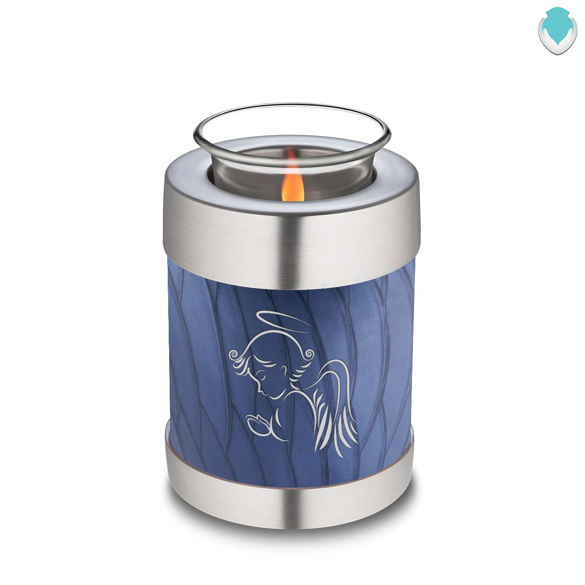 Candle Holder Embrace Pearl Cobalt Blue Angel Cremation Urn