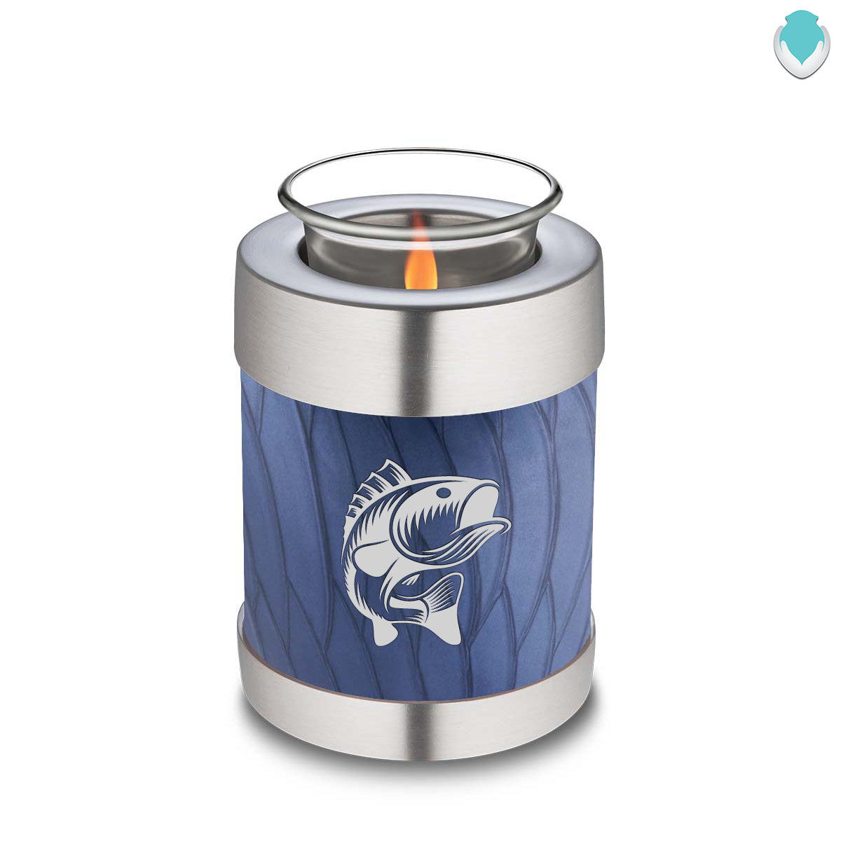 Candle Holder Embrace Pearl Cobalt Blue Fishing Cremation Urn