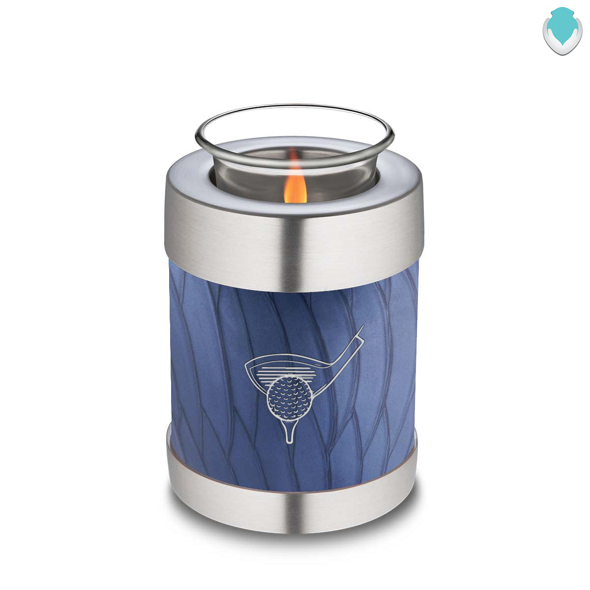 Candle Holder Embrace Pearl Cobalt Blue Golfer Cremation Urn