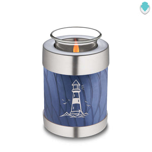 Candle Holder Embrace Pearl Cobalt Blue Lighthouse Cremation Urn