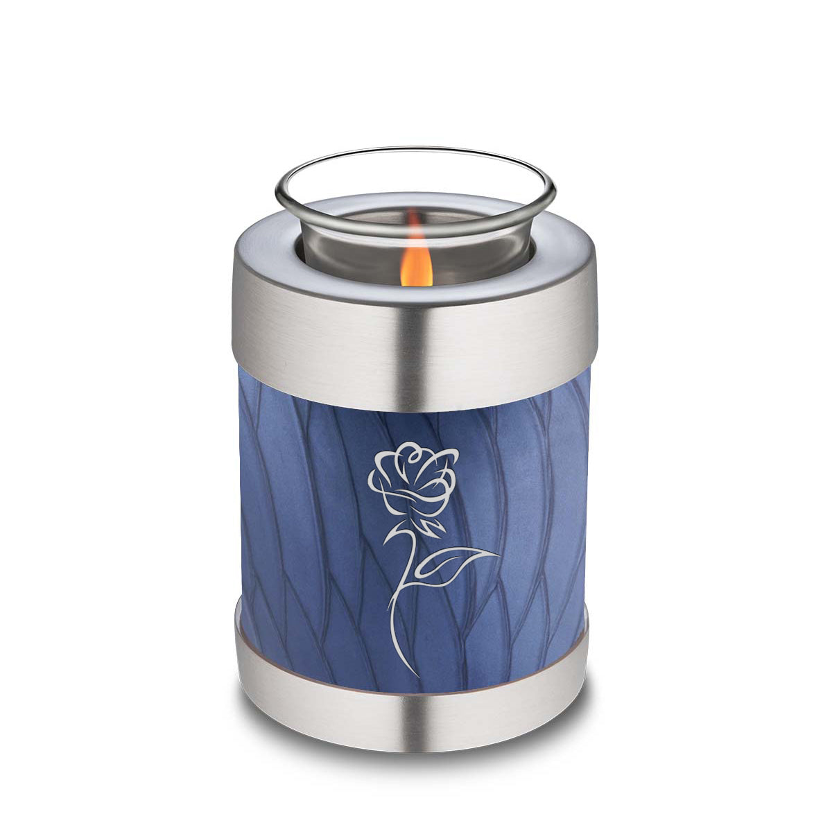Candle Holder Embrace Pearl Cobalt Blue Rose Cremation Urn