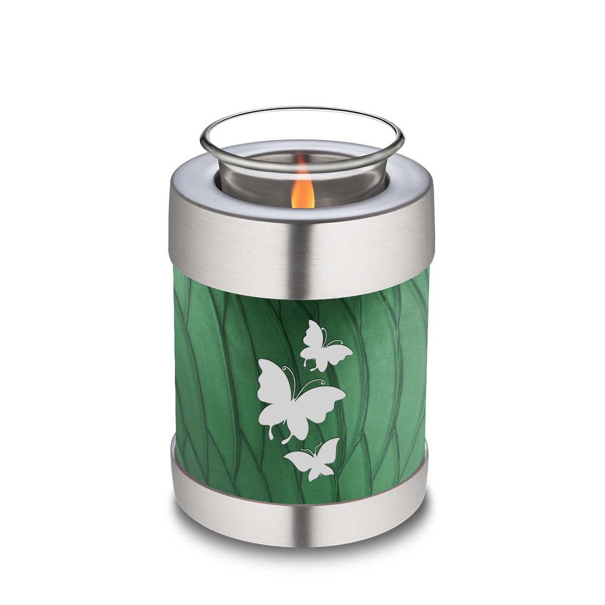 Candle Holder Embrace Pearl Green Butterfly Cremation Urn