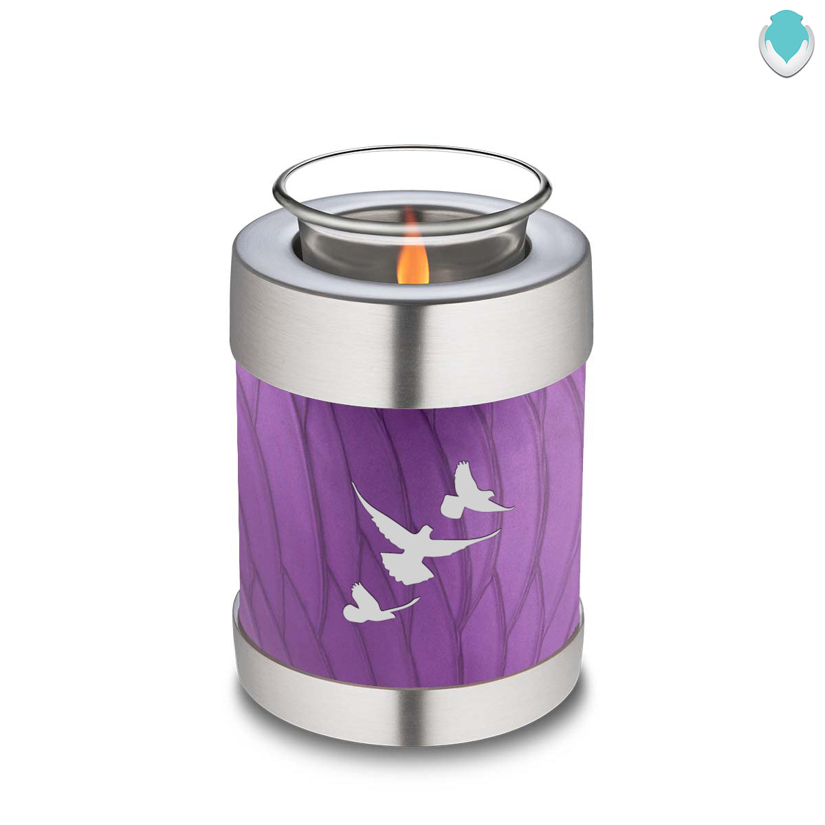 Candle Holder Embrace Pearl Purple Doves Cremation Urn