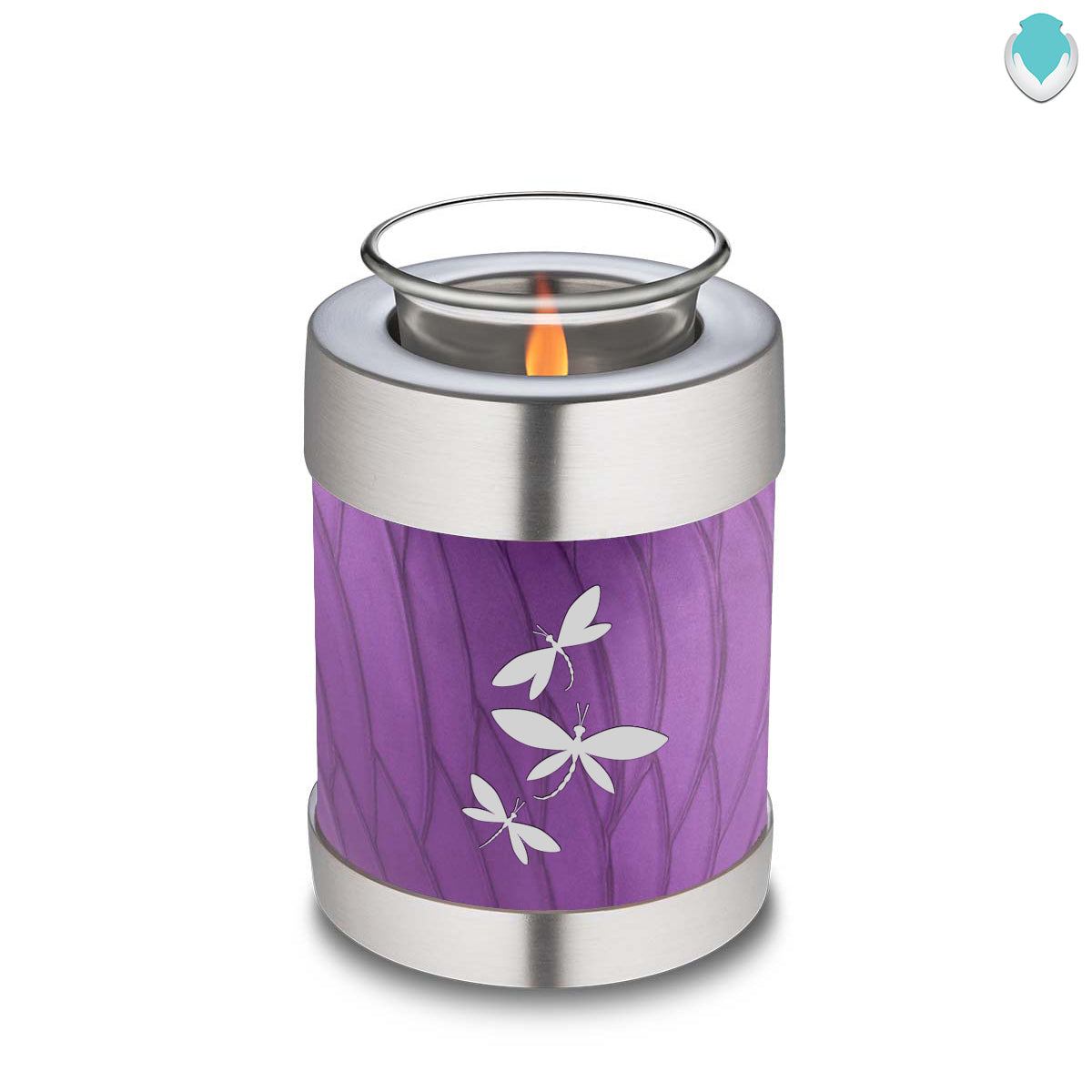 Candle Holder Embrace Pearl Purple Dragonflies Cremation Urn