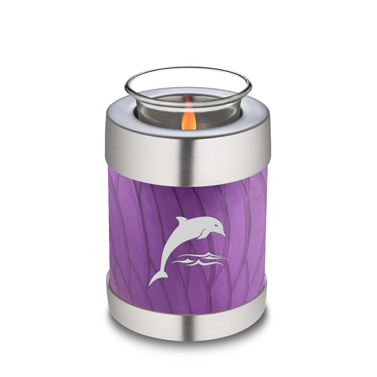 Candle Holder Embrace Pearl Purple Dolphins Cremation Urn