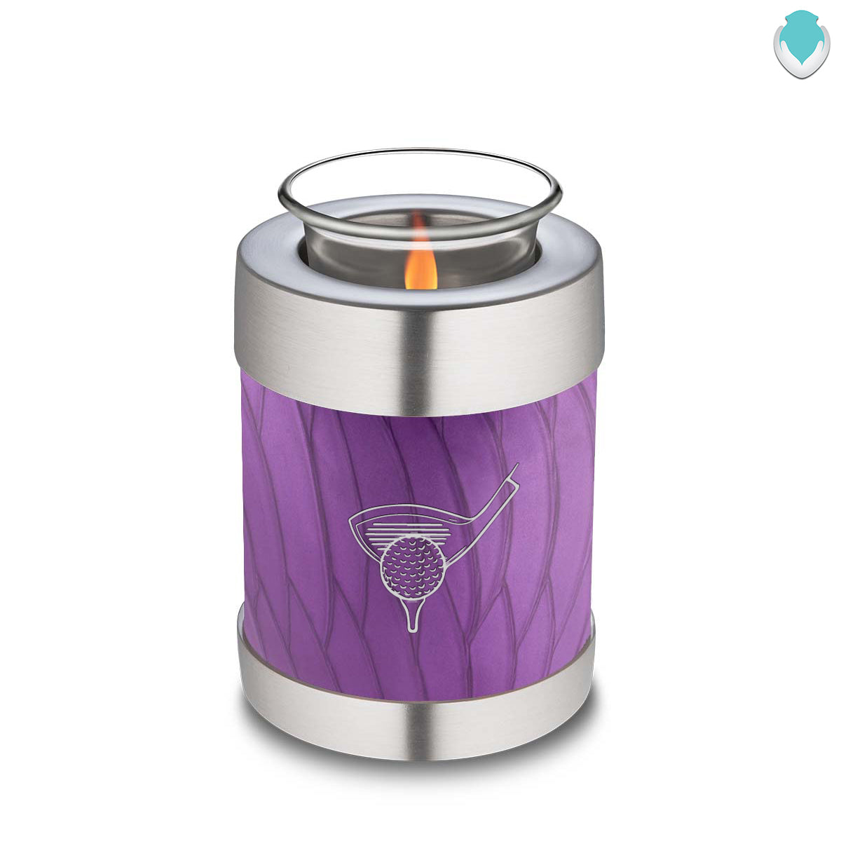 Candle Holder Embrace Pearl Purple Golfer Cremation Urn