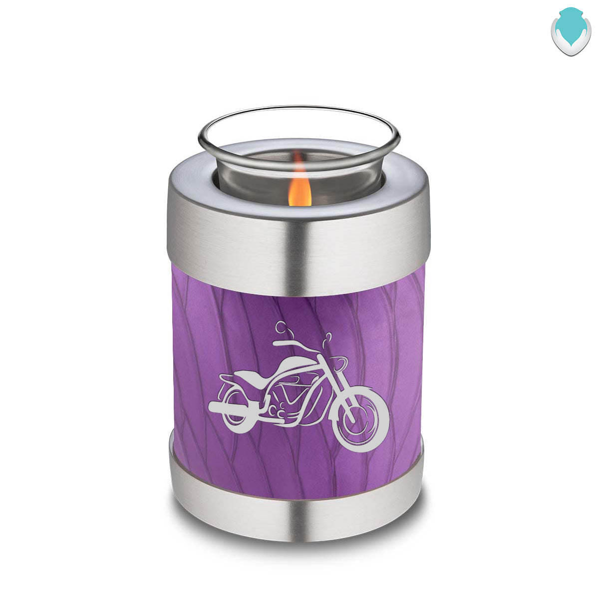 Candle Holder Embrace Pearl Purple Motorcycle Cremation Urn