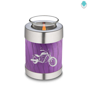Candle Holder Embrace Pearl Purple Motorcycle Cremation Urn