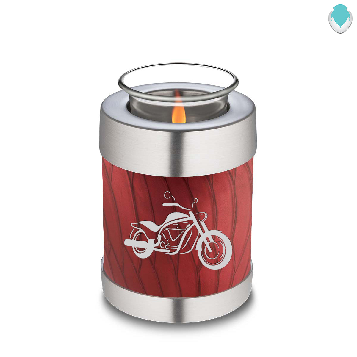 Candle Holder Embrace Pearl Candy Red Motorcycle Cremation Urn