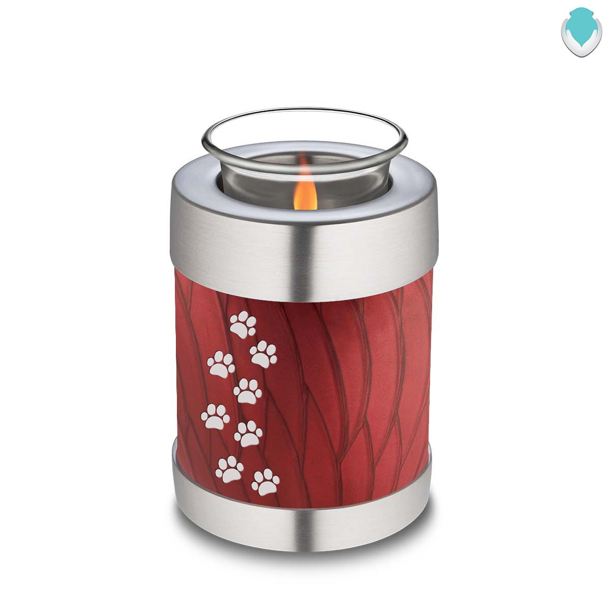 Candle Holder Embrace Pearl Candy Red Walking Paws Pet Cremation Urn