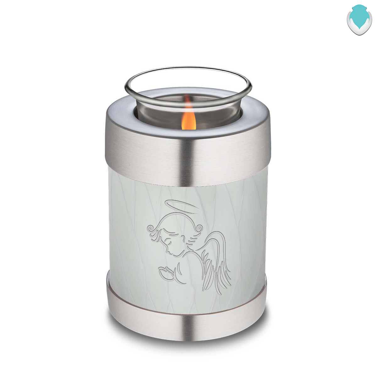 Candle Holder Embrace Pearl White Angel Cremation Urn