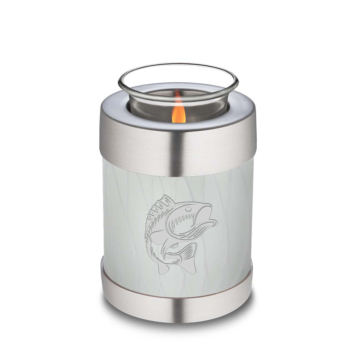 Candle Holder Embrace Pearl White Fishing Cremation Urn