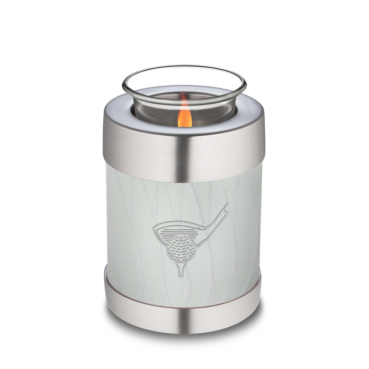 Candle Holder Embrace Pearl White Golfer Cremation Urn