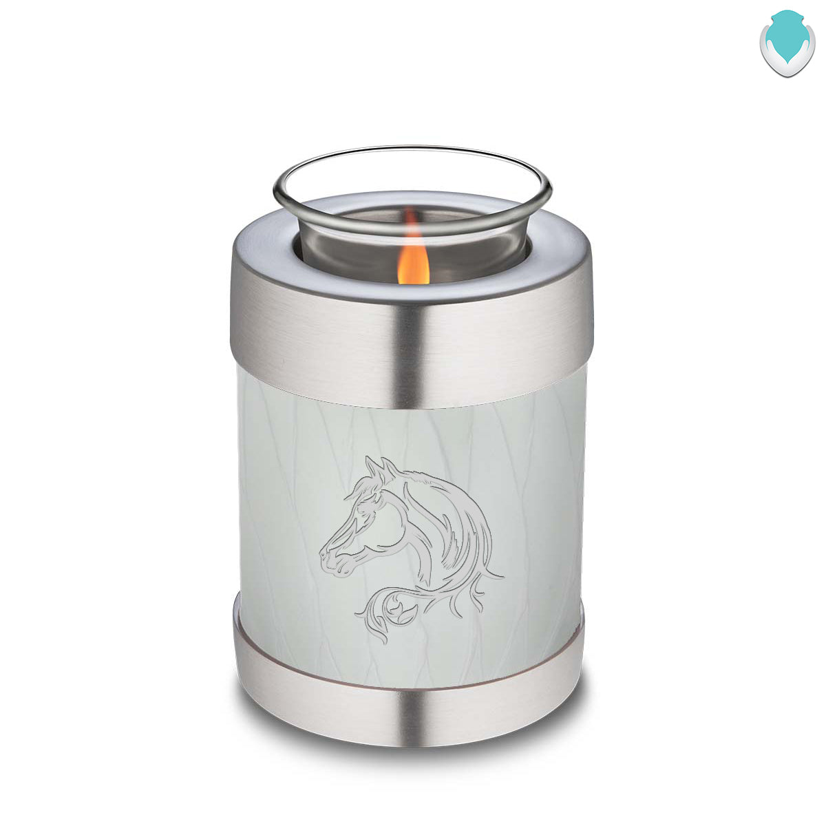 Candle Holder Embrace Pearl White Horse Cremation Urn