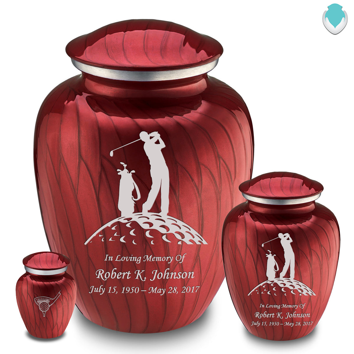 Medium Embrace Pearl Candy Red Golf Cremation Urn