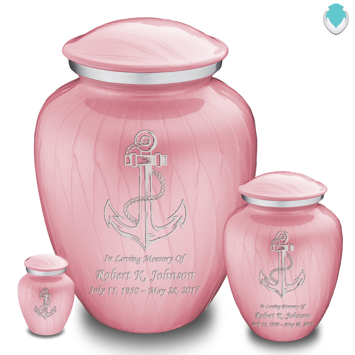 Medium Embrace Pearl Pink Anchor Cremation Urn