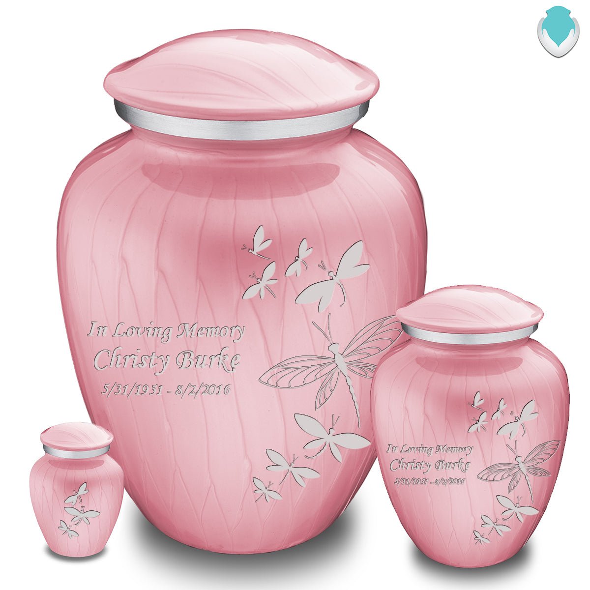 Adult Embrace Pearl Pink Dragonflies Cremation Urn