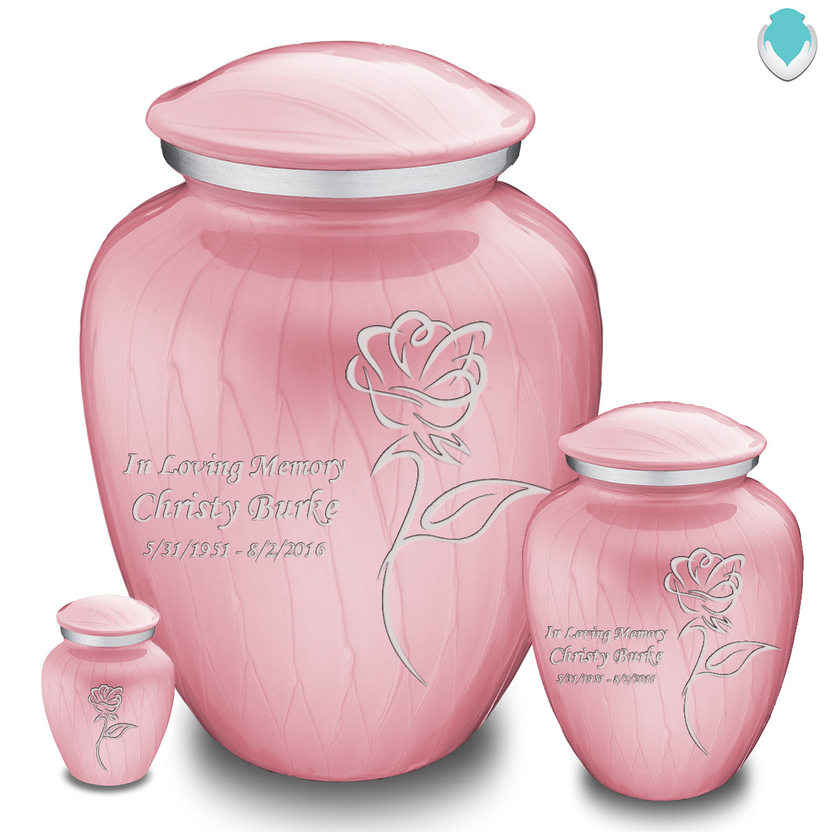 Adult Embrace Pearl Light Pink Rose Cremation Urn