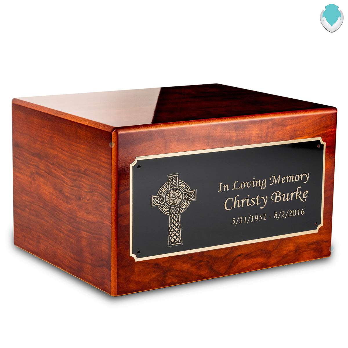 Custom Engraved Heritage Rosewood Adult Cremation Urn Memorial Box for Ashes