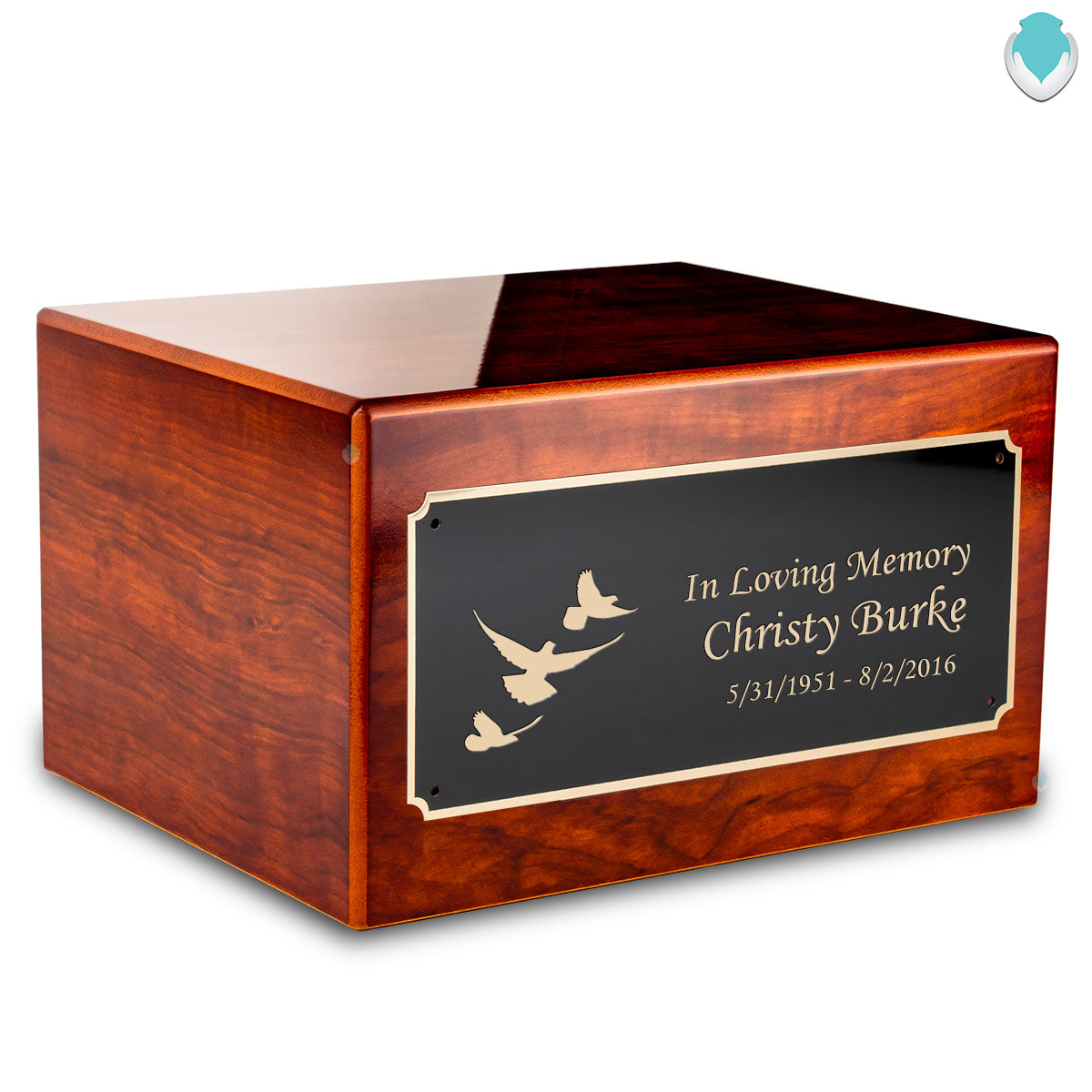 Custom Engraved Heritage Rosewood Adult Cremation Urn Memorial Box for Ashes