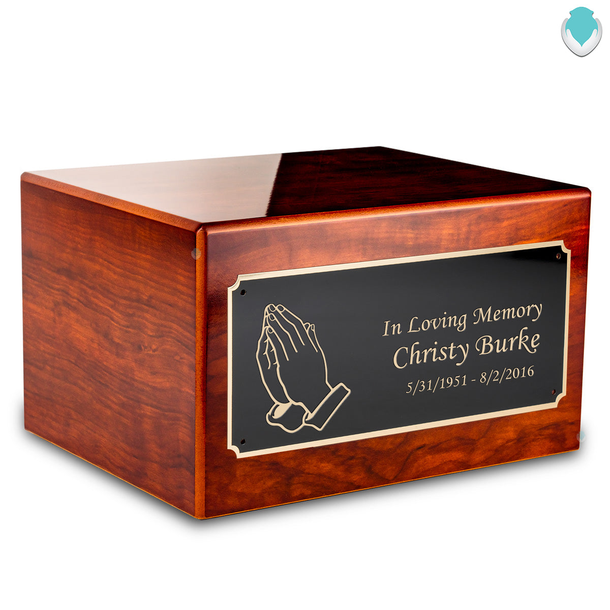 Custom Engraved Heritage Rosewood Adult Cremation Urn Memorial Box for Ashes