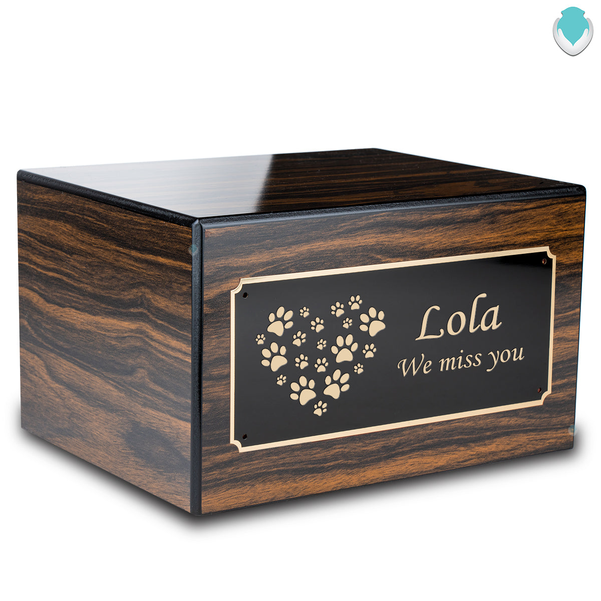 Heritage Espresso Heart Paws Large Pet Cremation Box Urn