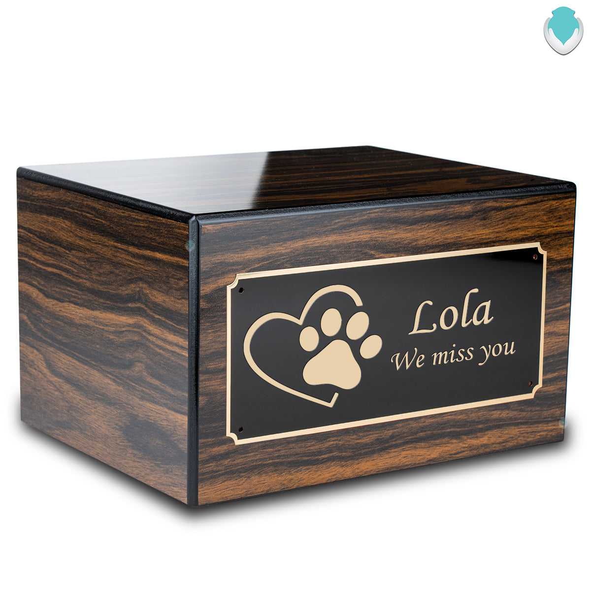 Heritage Espresso Single Paw Heart Large Pet Cremation Box Urn