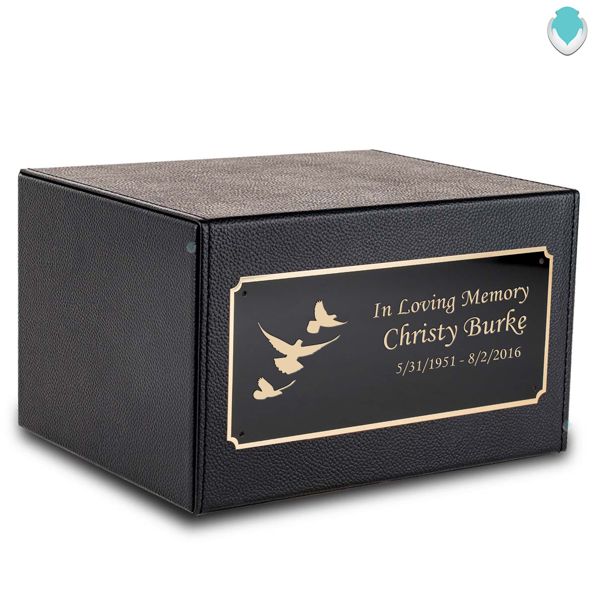 Custom Engraved Heritage Leather Adult Cremation Urn Memorial Box for Ashes