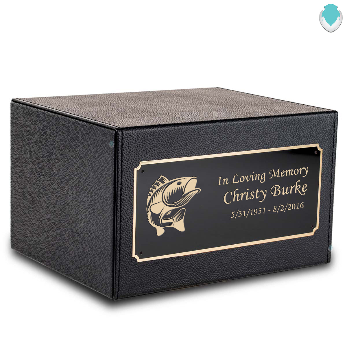 Custom Engraved Heritage Leather Adult Cremation Urn Memorial Box for Ashes