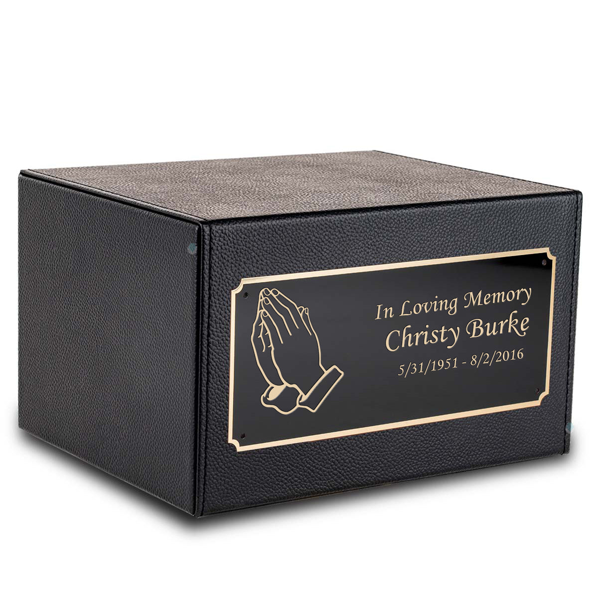 Custom Engraved Heritage Leather Adult Cremation Urn Memorial Box for Ashes