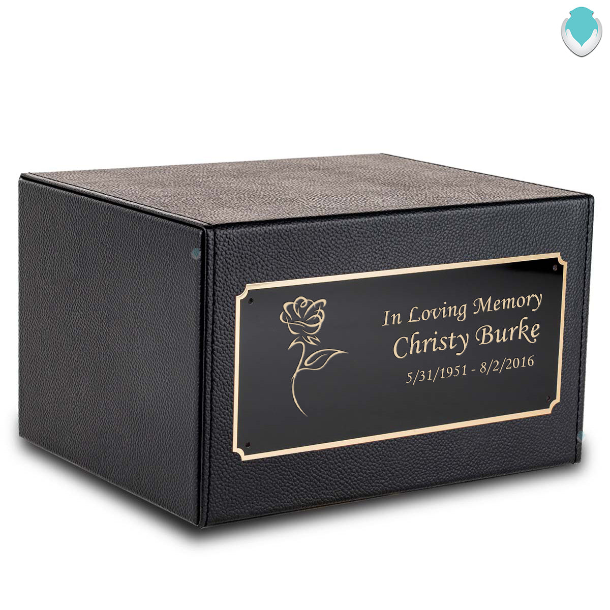 Custom Engraved Heritage Leather Adult Cremation Urn Memorial Box for Ashes