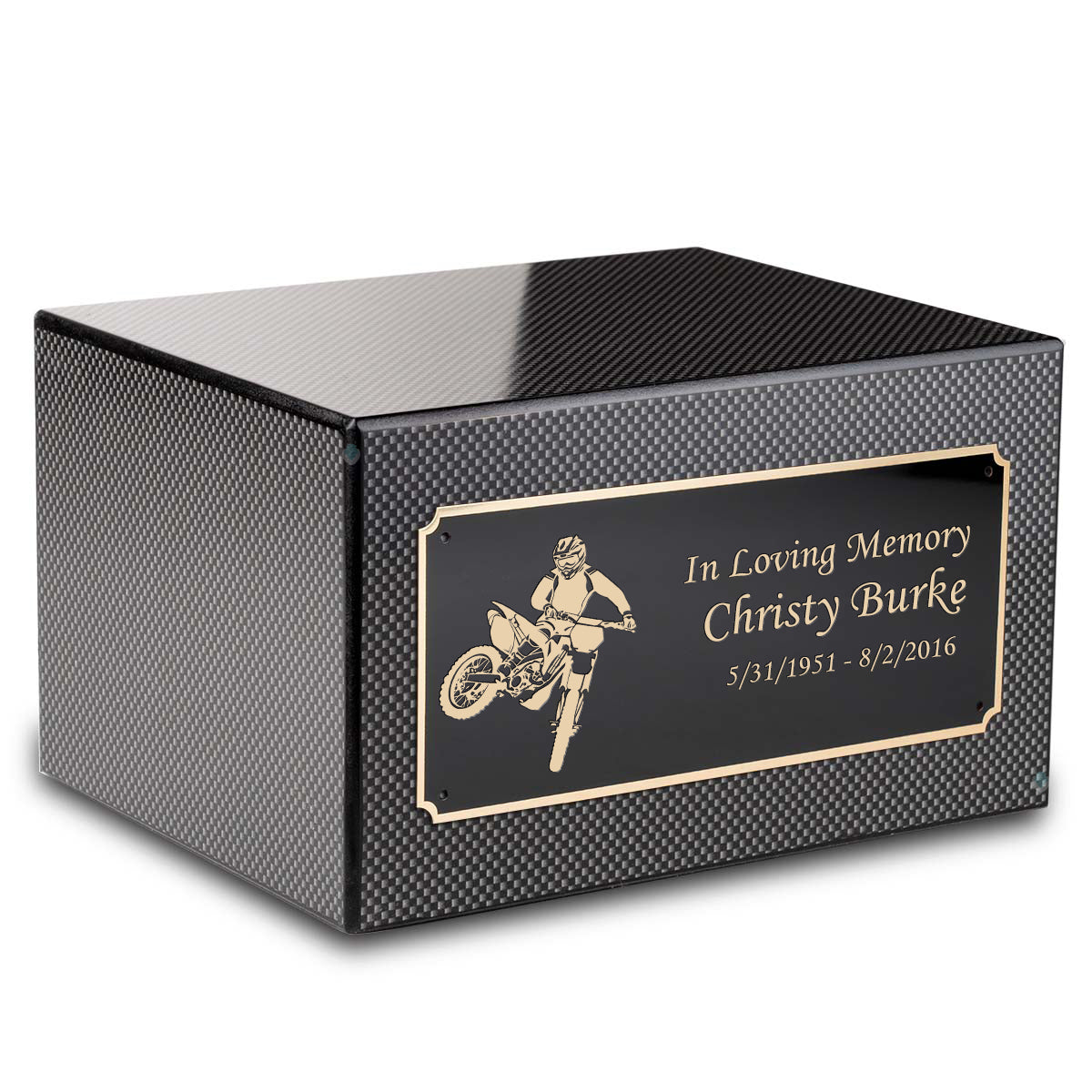 Custom Engraved Heritage Carbon Fiber Adult Cremation Urn Memorial Box for Ashes