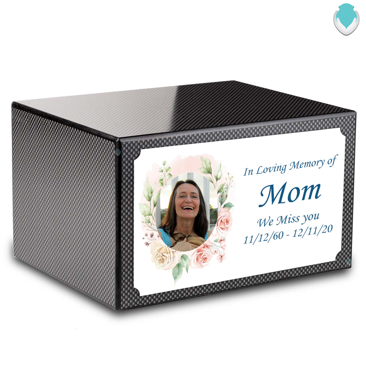 Custom Printed Heritage Carbon Fiber Photo Frame Wood Box Cremation Urn