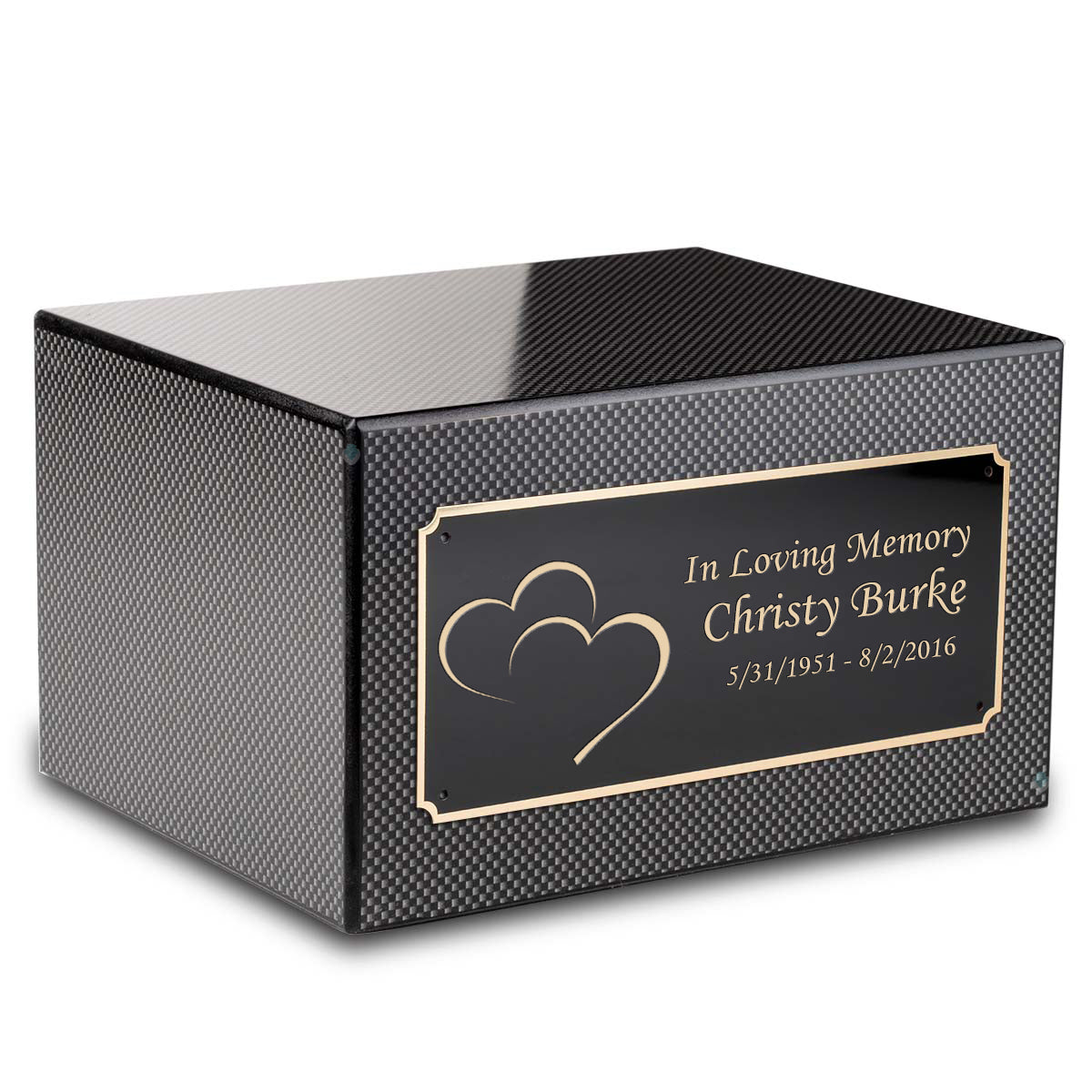 Custom Engraved Heritage Carbon Fiber Adult Cremation Urn Memorial Box for Ashes