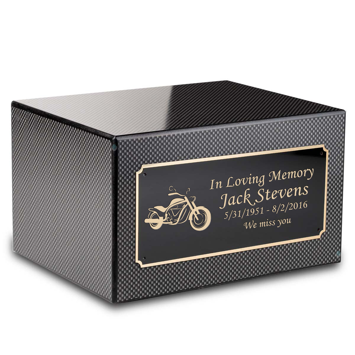 Custom Engraved Heritage Carbon Fiber Adult Cremation Urn Memorial Box for Ashes