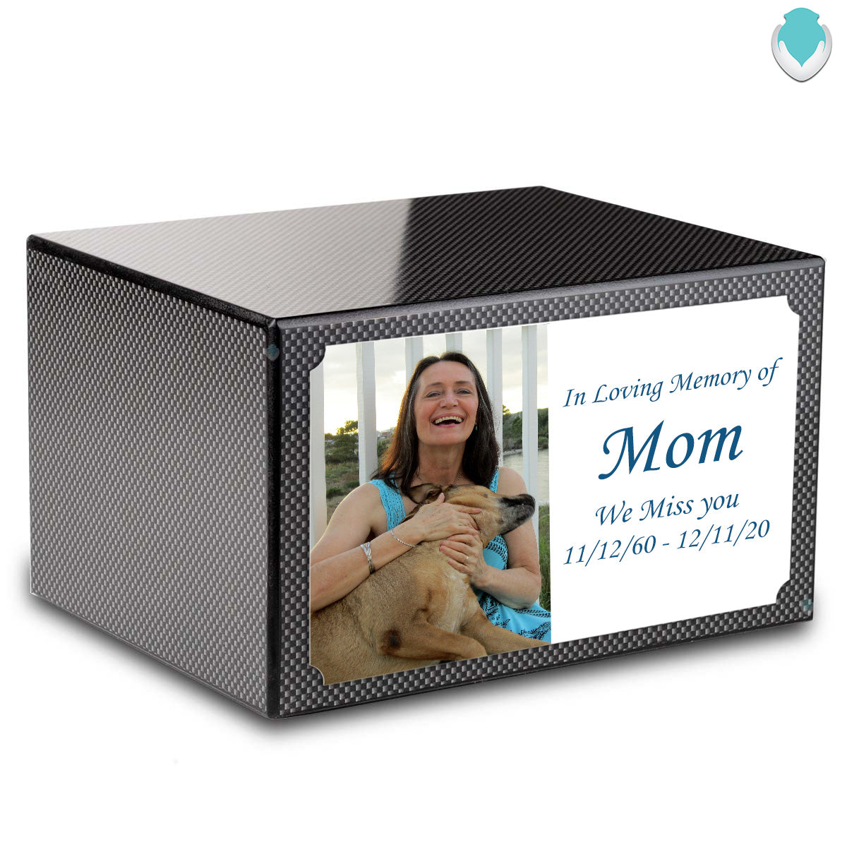 Custom Printed Heritage Carbon Fiber Photo Wood Box Cremation Urn