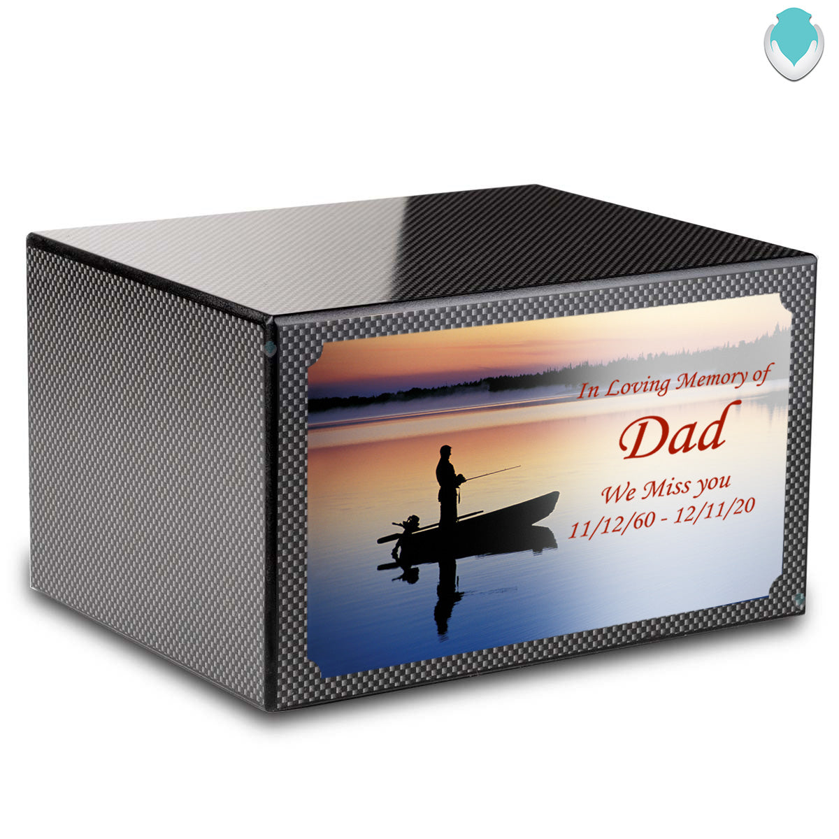 Custom Printed Heritage Carbon Fiber Fishing Wood Box Cremation Urn