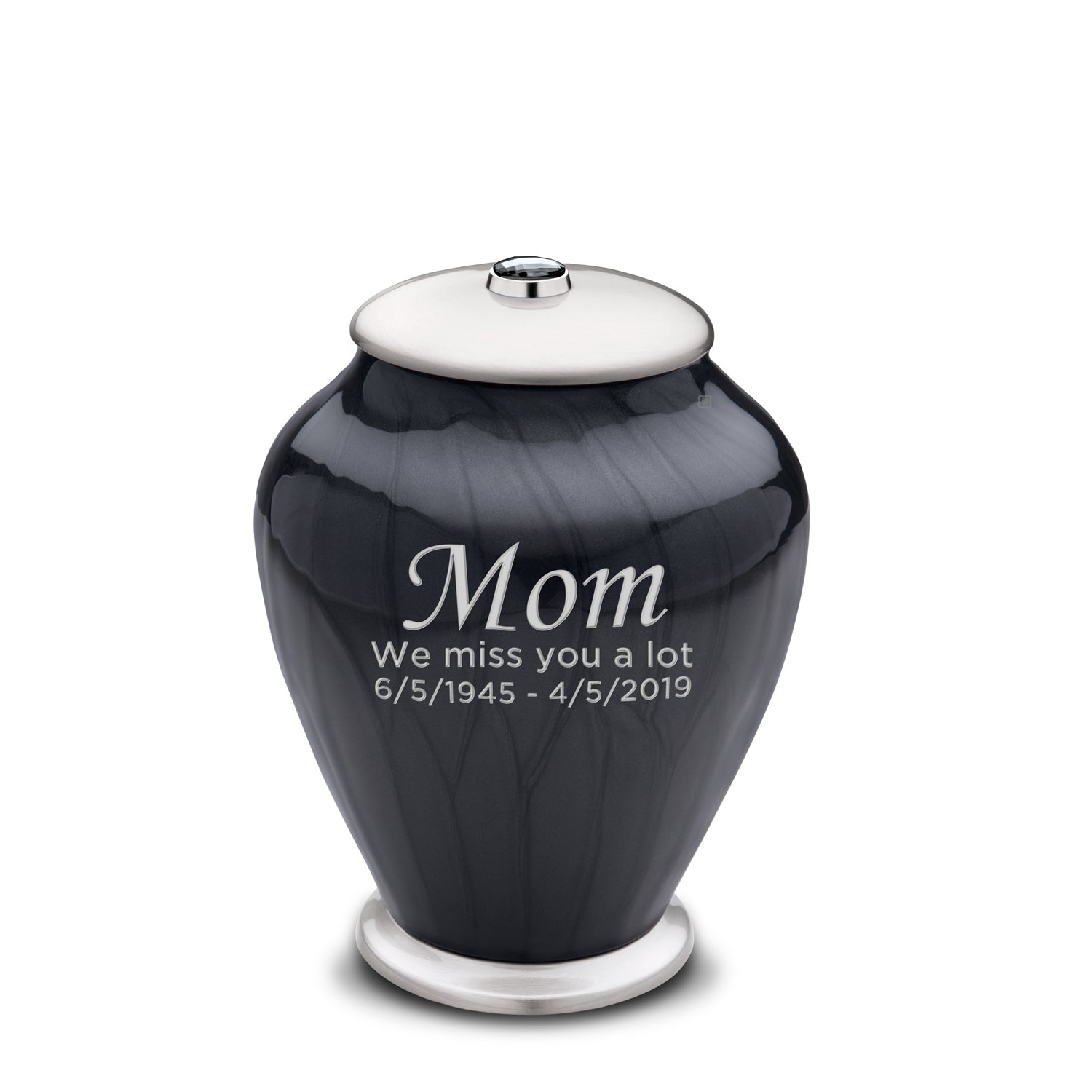 Medium Tall Simplicity Midnight Pearl Cremation Urn - COMFORT by LoveUrns