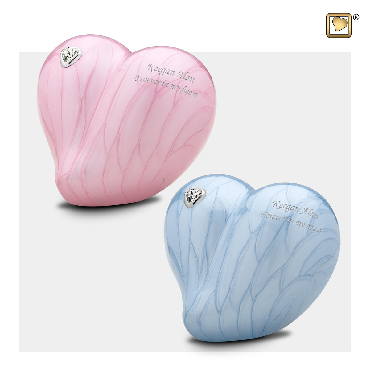 Medium LoveHeart Blue Cremation Urn