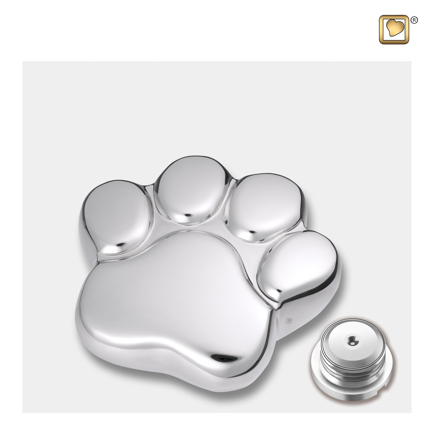 LovePaw Portrait Shiny Silver Keepsake Pet Cremation Urn
