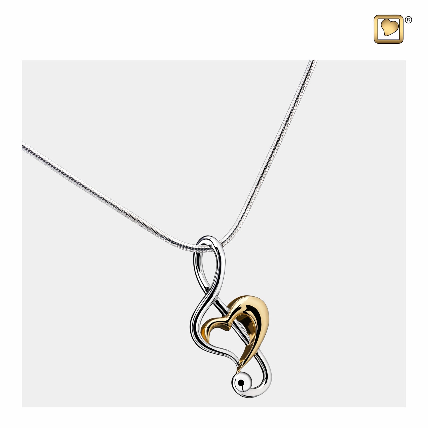 Treble Clef Heart™ Gold Vermeil Two Tone Sterling Silver Cremation Pendant