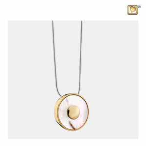 Mother of Pearl™ Circle Shaped Sterling Silver Gold Plated Cremation Pendant Necklace