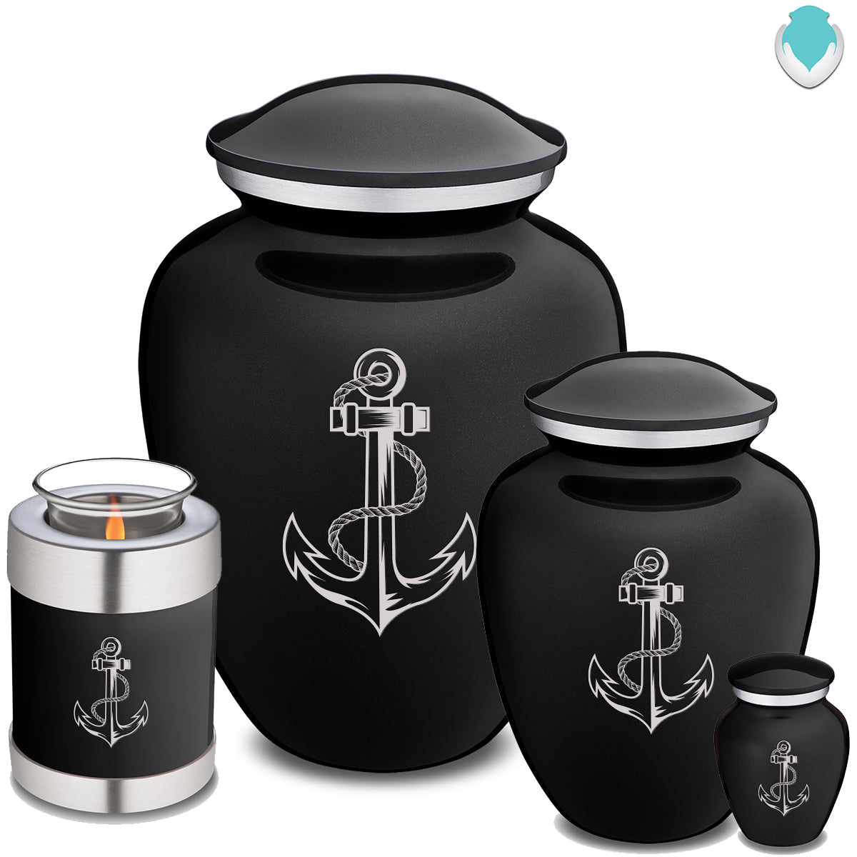 Adult Embrace Black Anchor Cremation Urn