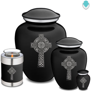 Medium Embrace Black Celtic Cross Cremation Urn