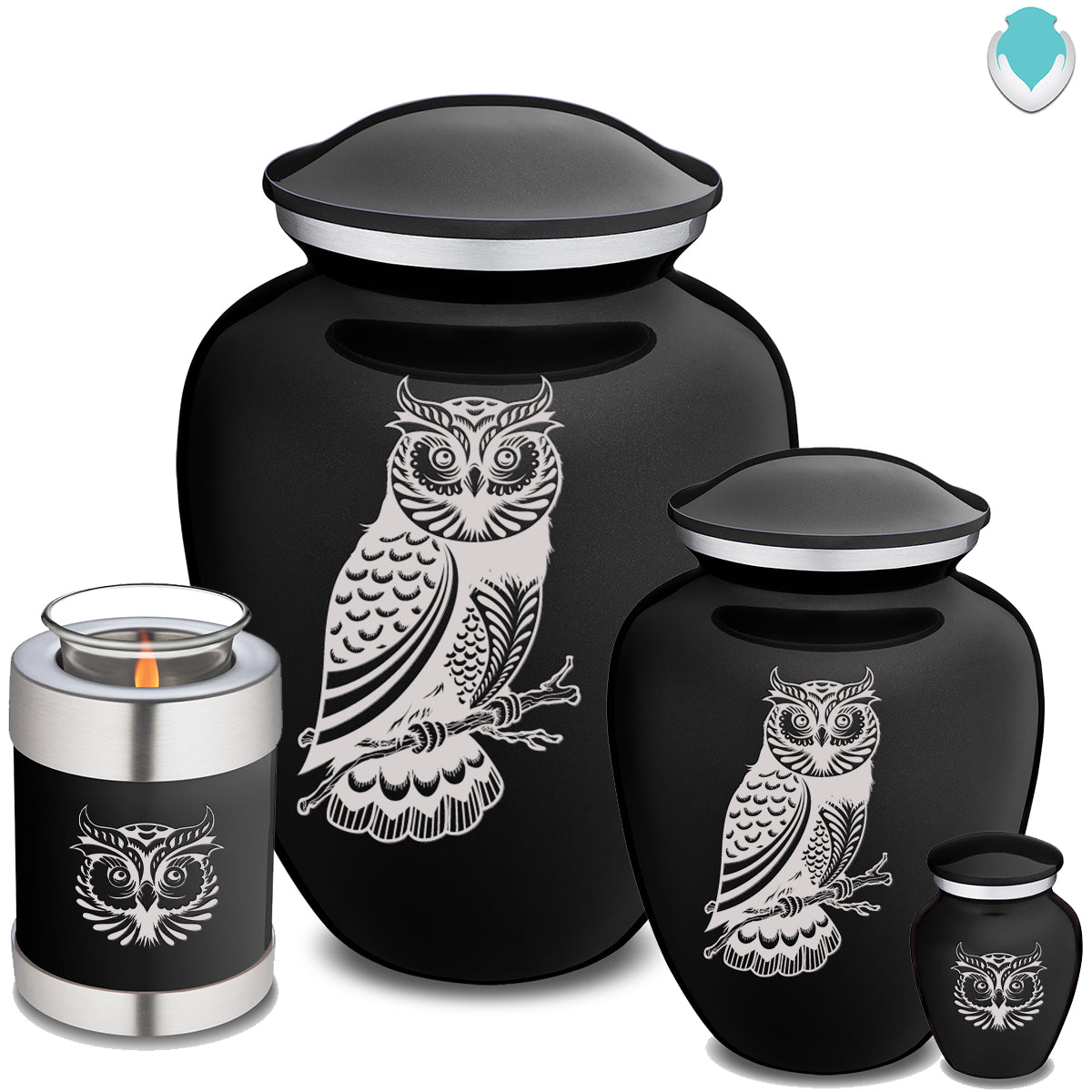 Adult Embrace Black Owl Cremation Urn